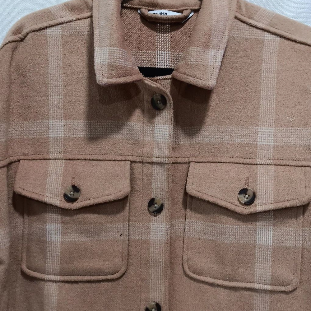 Tan Plaid Wool Button-Up Jacket - Picture 2 of 6